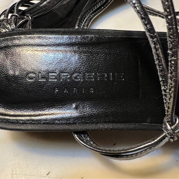 Robert Clergerie Paris Strappy Sandal 1 3/4” Heel Size 10.5B Metallic Blk/Gray - Picture 9 of 13